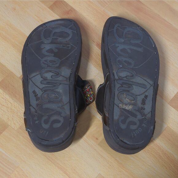 Skechers Brown Cali Tone Ups Sandals Flip Flops Boho Toe Post Thong - Size 7 - Picture 9 of 12